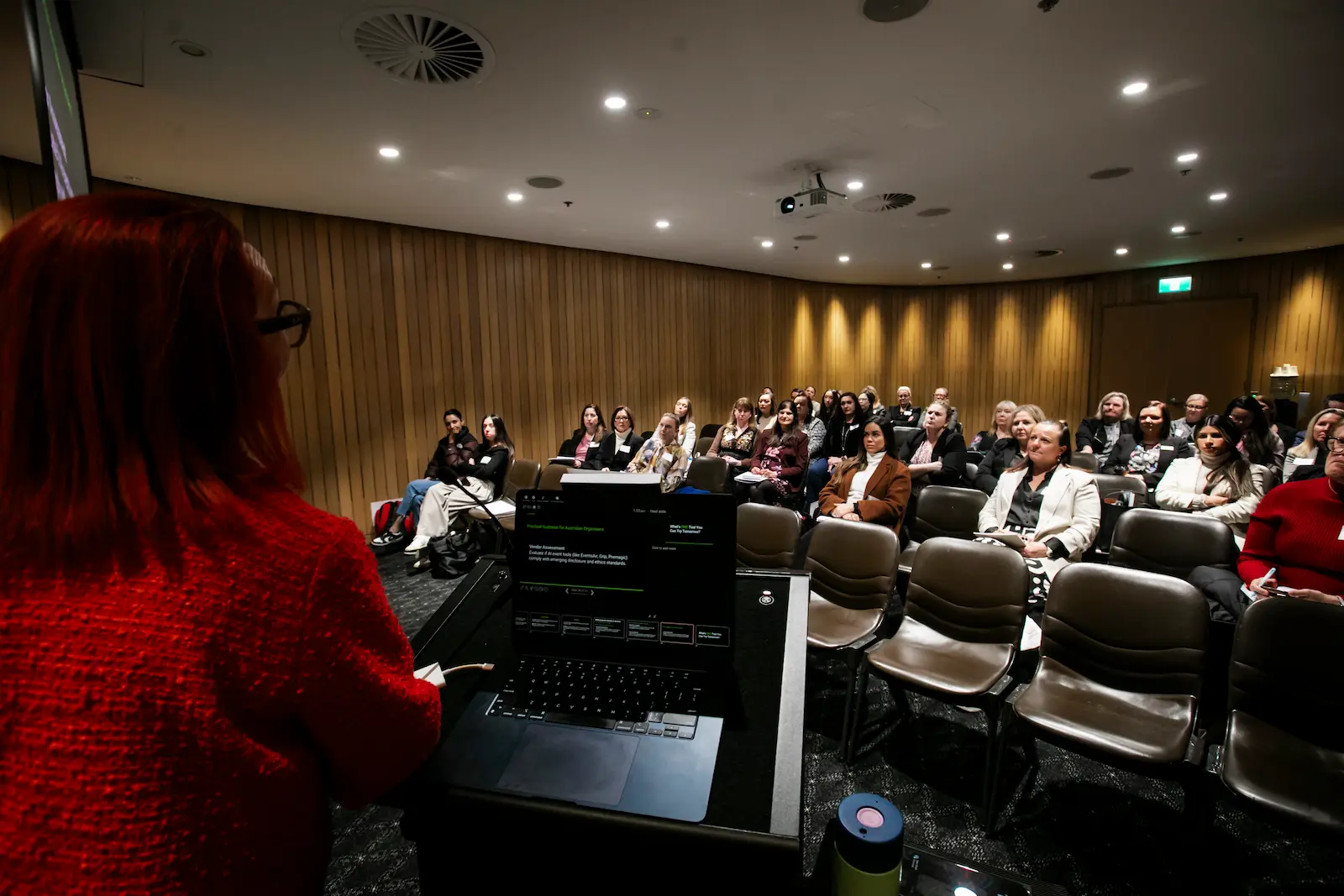 Tracy Sheen presenting the practical AI workshop to Gymnastics WA club representatives